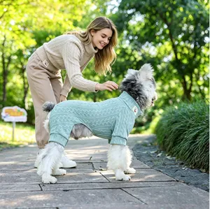 Dog knitted sweater four-legged pet clothes autumn winter warm apparel for cats and small dogs