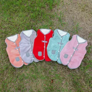 Gilet en Peluche pour Animaux de Compagnie Chaud Doublé Polaire Harnais pour Chien Avec Anneau en D Bordure à Carreaux pour Petits Chiens Chats Vêtements Hiver