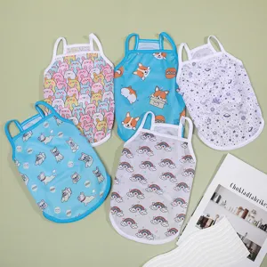 Gilet Sottile Estivo per Animali Domestici Rete Traspirante Simpatico Stampa Cartoon Vestiti per Cani Gatti Cuccioli