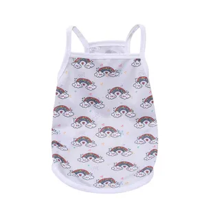 Gilet estivo sottile per animali, vestito traspirante per cuccioli con stampa arcobaleno nuvola.