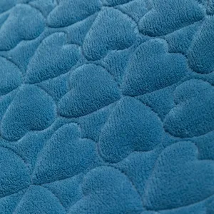 Blue flannel pet mat warm dog bed fleece blanket with heart pattern texture for autumn winter