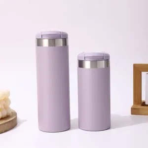 Ensemble de tasses à café isothermes en acier inoxydable, mug de voyage violet.
