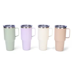 30oz Stainless Steel Vacuum Insulated Tumbler with Handle and Lid Travel Coffee Mug
