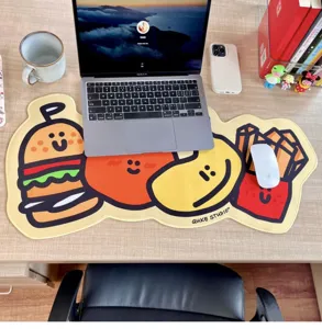Große Cartoon Schreibtischunterlage mit niedlichem Burger und Obst Design, rutschfest.