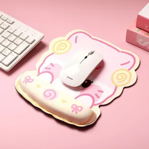 Tappetino per mouse ergonomico con poggiapolsi per ragazze, comodo design rosa cartoon