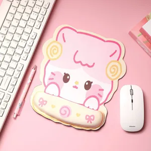 Simpatico tappetino per mouse rosa con supporto ergonomico per polso in schiuma di memoria.