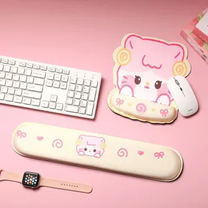 Set tappetino mouse e poggiapolsi tastiera gatto rosa carino supporto ergonomico morbido da scrivania
