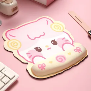 Simpatico tappetino mouse gatto rosa con poggiapolsi ergonomico tappeto da scrivania per ragazze