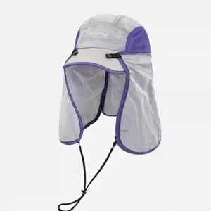 Cappello da sole ad asciugatura rapida con falda per il collo, rete traspirante, pesca.