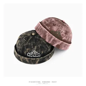 American retro washed distressed denim sailor cap couple streetwear hip hop beanie hat