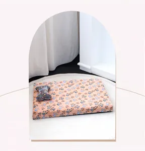 Cozy fleece pet mat for small dogs and cats, soft flannel warm sleeping bed for winter season.
