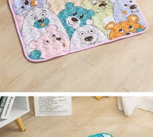 Cute cartoon bear quilted pet mat, soft and comfortable sleeping pad for dogs and cats indoors.