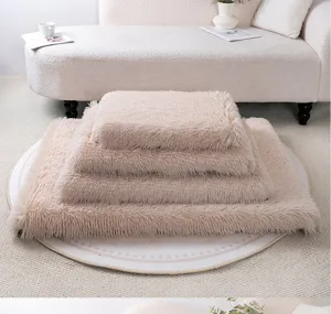 Fluffy plush pet dog bed cushion mat cozy soft thick washable winter warm pet sleeping pad item
