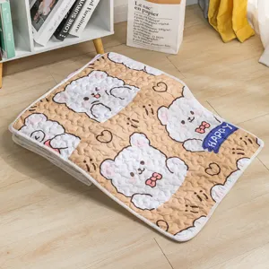 Cute Cartoon Pet Dog Cat Sleeping Mat Soft Quilted Non-Slip Pet Bed Mat For All Seasons