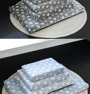 Cozy fleece pet dog mat with cute star pattern, warm winter sleeping bed for small pets.