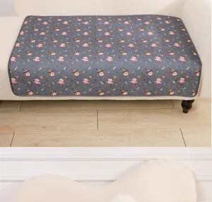 Detailed view of the washable waterproof dog pee pad featuring cute cartoon print for pets.