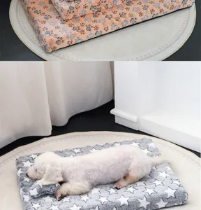 Soft flannel pet sleeping mat winter warm dog bed small dogs cozy fleece pad details