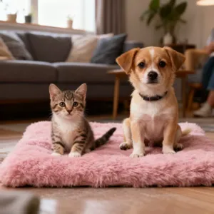 Fluffy plush pet bed for dogs and cats, warm and comfortable sleeping mat for autumn winter.