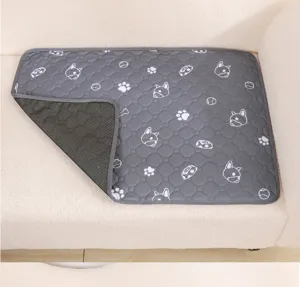 Washable pet pee pad with cute dog pattern, thick absorbent dog training mat for daily use.