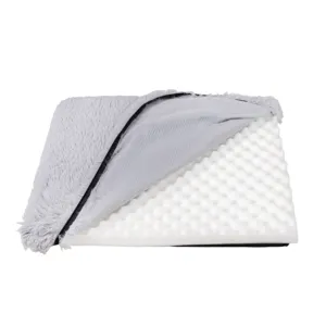 Grey plush pet mattress with egg crate foam core, washable dog and cat sleeping bed main view.