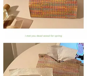 Woven tissue box creative high-end luxury lifestyle desktop storage bag living room decor