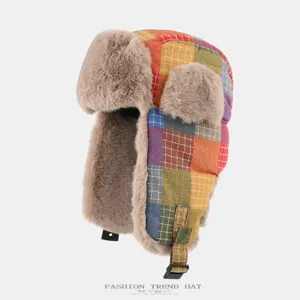 Winter Warm Trapper Hat For Women Men Thickened Plush Fleece Lined Windproof Ushanka Ear Flap Colorful Plaid Bomber Hat