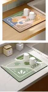 Kitchen counter absorbent mat soft diatomaceous earth dish drying pad for tableware.