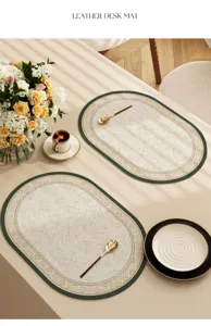 American style oval leather placemat waterproof heat resistant table mat for dining room decor