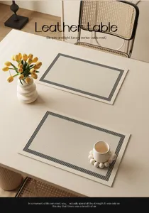 Waterproof leather placemat wabi-sabi style heat-resistant kitchen dining table mat