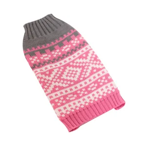 Pull-over en tricot pour animaux, vêtement d'hiver chaud pour chiens et chats au design rose.