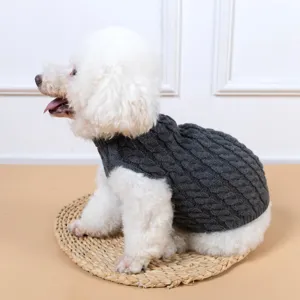 Warme hondentrui winter huisdierkleding kabel gebreide trui voor kleine honden teddy