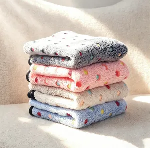 Soft fluffy flannel pet blanket cute printed fleece mat for dogs and cats cozy warm