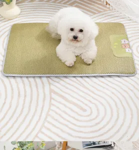 Pet cooling mat for dogs and cats, breathable summer sleeping pad with cute bear pattern, comfortable.