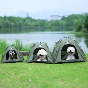 Tenda verde per animali domestici da esterno semi-chiusa cuccia gatto cane quattro stagioni
