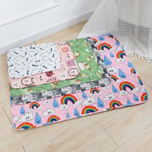 Reusable Washable Pet Pee Pad Waterproof Absorbent Dog Training Mat Cute Cartoon Print Non-Slip Pet Pee Mat For Cats Dogs