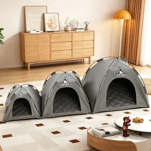 Tenda per animali domestici grigia per cani e gatti cuccia portatile da interno