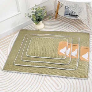 Pet Cooling Mat Washable Rattan Summer Sleeping Pad Breathable Ice Mat For Dogs