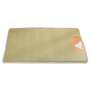 Pet cooling mat summer breathable woven dog sleeping pad with cute bear patch for pets.