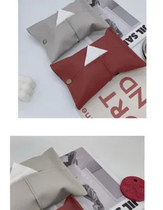 PU leather tissue box detail, stylish car interior paper holder, modern home napkin organizer.