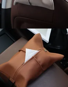 Car tissue box PU leather hanging container auto interior decoration organizer paper