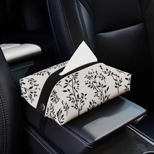 Car tissue box creative armrest leather holder floral print auto interior organizer new style