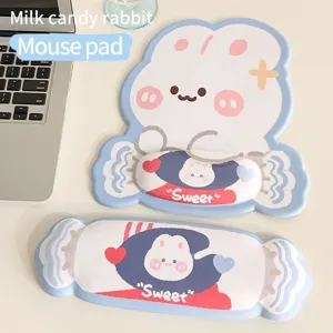 Carino Tappetino per Mouse con Coniglio Caramella al Latte e Poggiapolsi per Tastiera Ergonomico in Gomma Antiscivolo Set da Scrivania