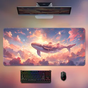 Grande Tappetino Mouse Gaming Extra Lungo Scrivania Carino Balena Anime Estetica Pad Tavolo