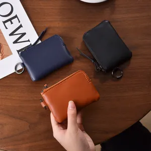 PU Leather Mini Coin Purse Lanyard Women Fashion Portable Small Zipper Card Holder Anti-theft Wallet