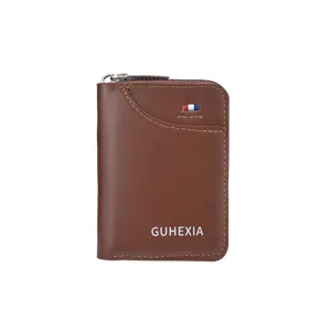 Portafoglio Porta Carte in Pelle PU Business Casual da Uomo Sottile Fessure Multiple Cerniera Astuccio