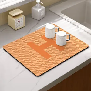 Kitchen countertop absorbent mat, soft diatomaceous earth drying mat for tableware and cups.
