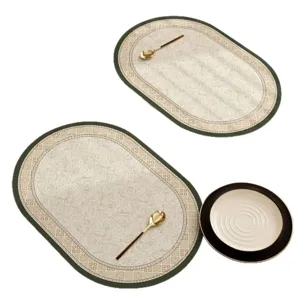 American style oval placemat waterproof heat insulated leather dining table mat tableware pad