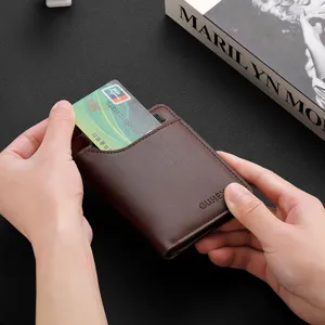 Portafoglio porta carte in pelle per uomo e donna, custodia per carte ultra sottile minimalista.