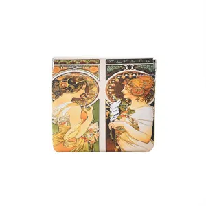 Vintage Art Nouveau oil painting print flex frame coin purse portable makeup lipstick pouch