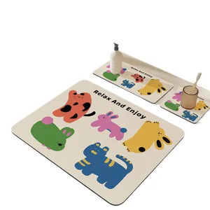 Diatomaceous earth bathroom sink splash mat faucet absorbent pad cute cartoon set
